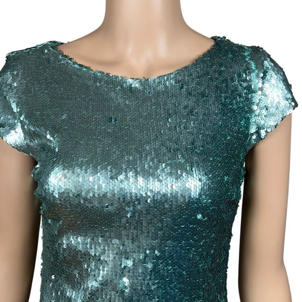 Zara Basic Collection Green Sequin Mini Dress Xs … - image 2